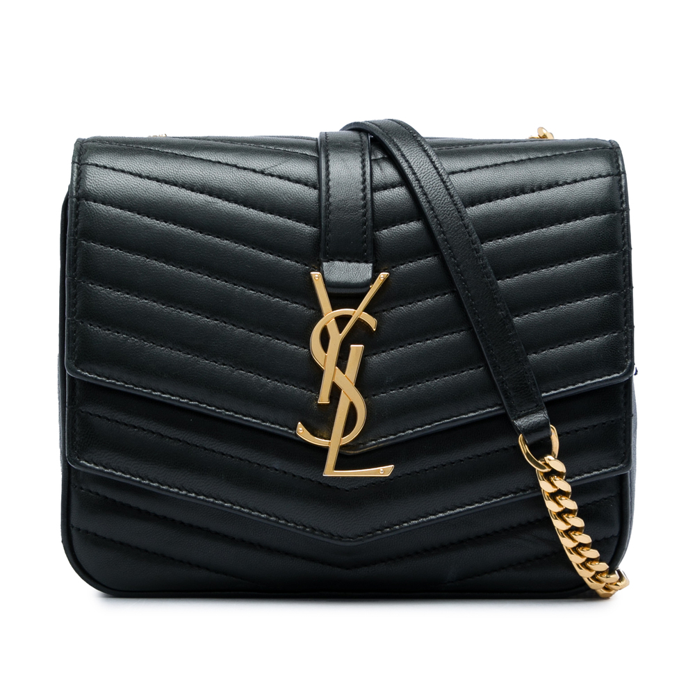 Pre-Loved Saint Laurent Small Chevron Lambskin Monogram Sulpice Bag